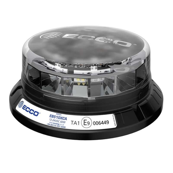 Gyrophare LED R65 12-24V Ambre/transp./CISPR/IP69K/3 boulons
