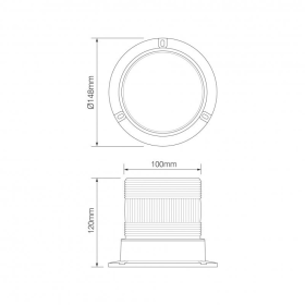 gyrophare orange 9/30V 20cm câble 8x 2watt LEDs