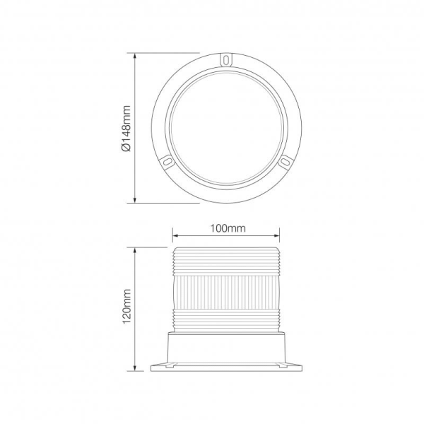 gyrophare orange 9/30V 20cm câble 8x 2watt LEDs