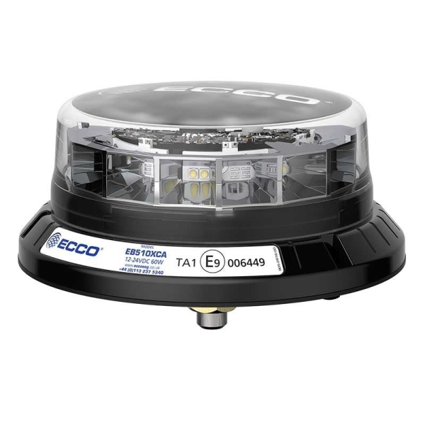 LED R65 gyrophare LED 12-24V Orange/transp./CISPR/IP69K/1-Bolt