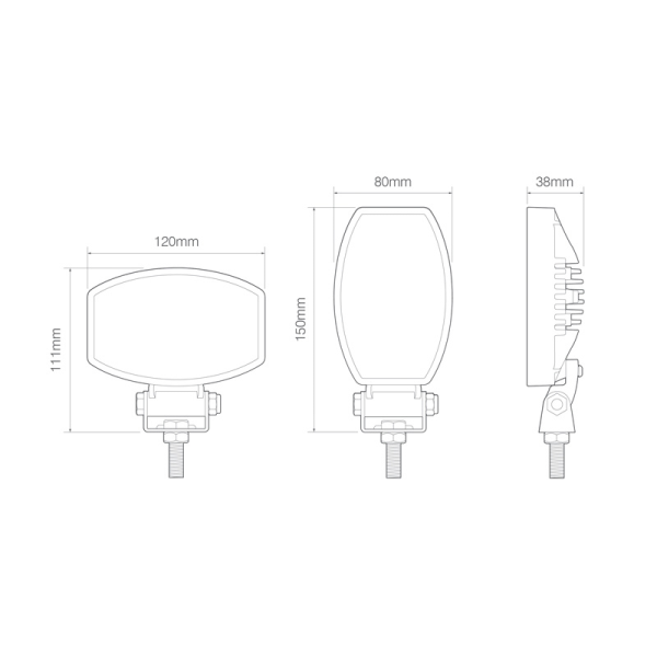 lampe de travail 12/24vV câble 400mm 15 Watt blanc