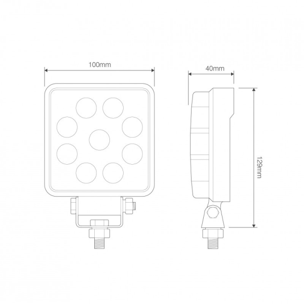 lampe de travail 12/24vV Connecteur AMP intégré 13,5 Watt blanc