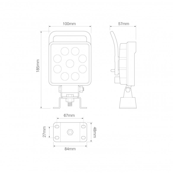lampe de travail 12/24vV Connecteur AMP intégré 13,5 Watt blanc