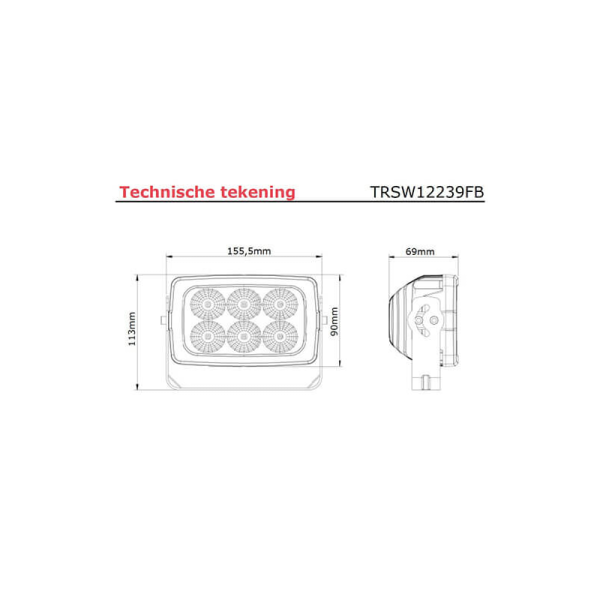 lampe de travail 9/36V 400mm câble avec connecteur Deutsch 30 Watt blanc
