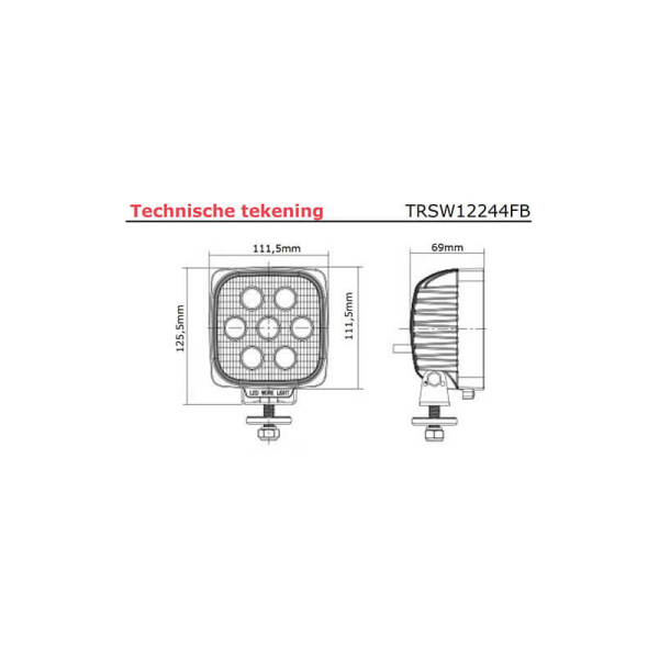 lampe de travail 9/36V 400mm câble avec connecteur Deutsch 35 Watt blanc