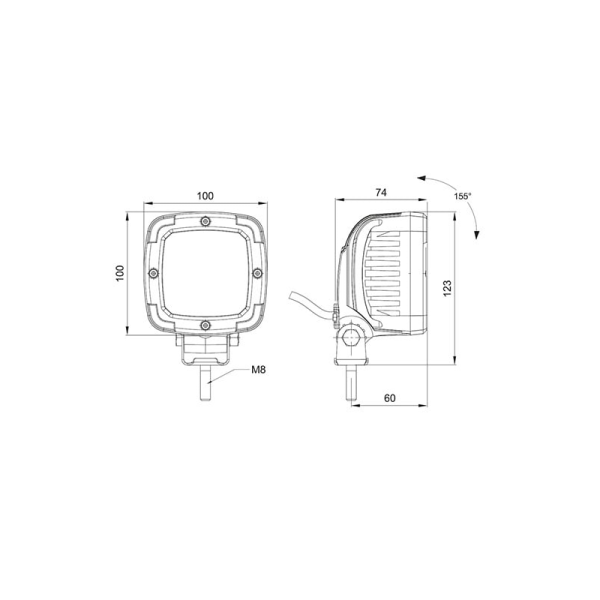 lampe de travail 9/36V kabel 1,5m 13,5 Watt blanc