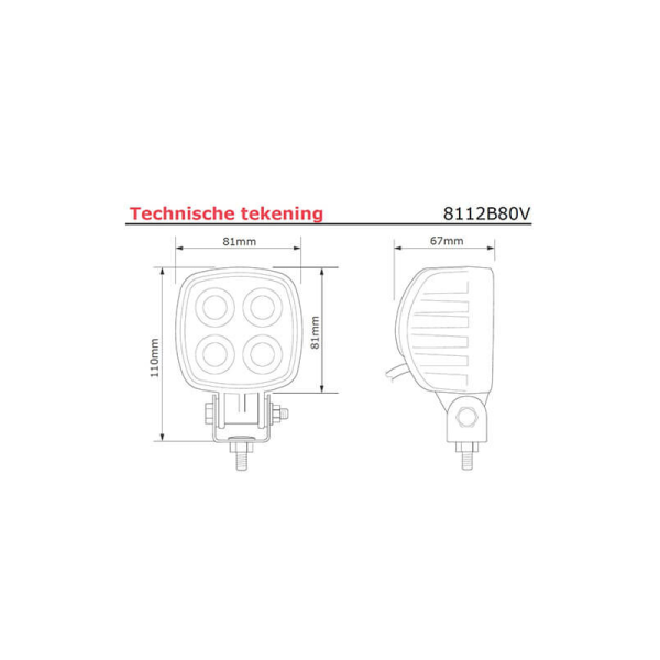 lampe de travail 9/80V câble 400mm 12 Watts blanc