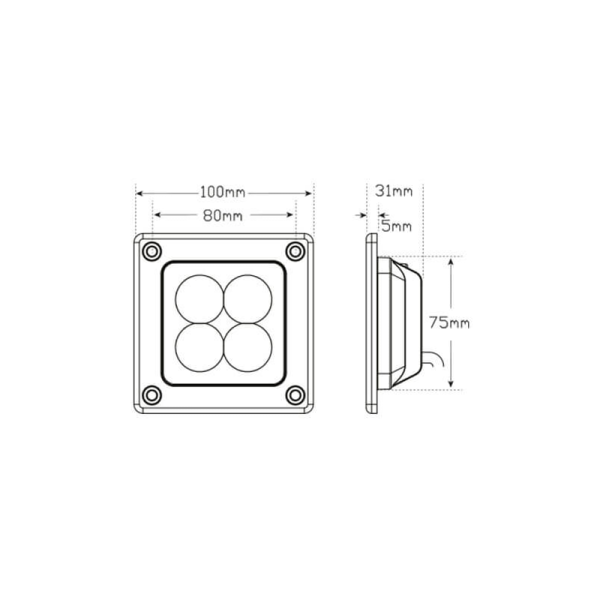 lampe de travail LED 12/24 V câble 400 mm 12 Watts blanc