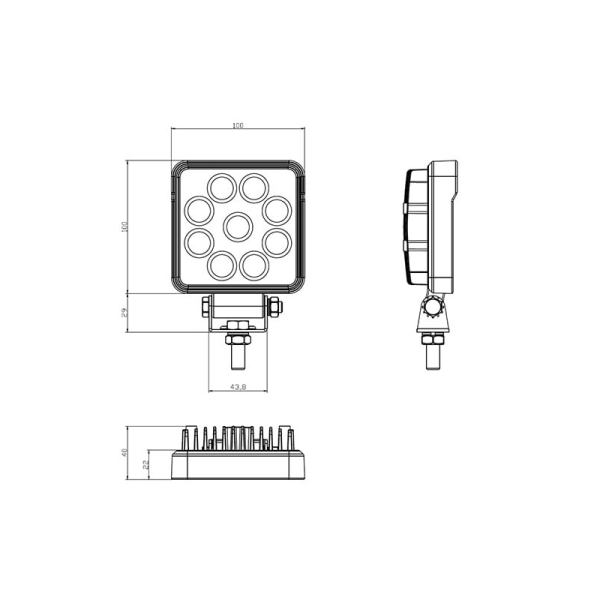 lampe de travail LED 400mm câble avec connecteur Deutsch 10/30v (tension de pointe soutenue jusqu'à 36v)V 13,5 Watt blanc