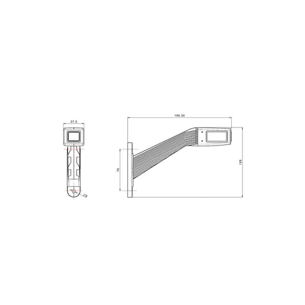 feu d'encombrement droit câble 300mm  12/24V