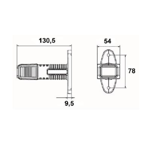 feu d'encombrement droit Superpoint 4 LED "court", rouge / blanc / orange 1,0 m de câble DC