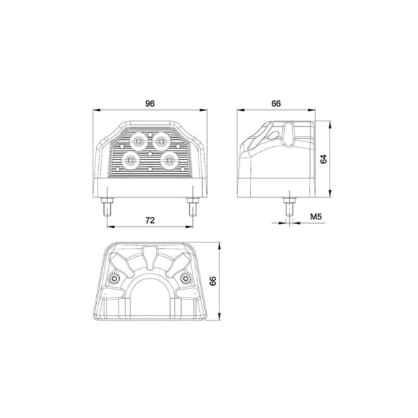 feu d'encombrement rood/wit  P&R câble 200mm, 1,5mm² 12/24V