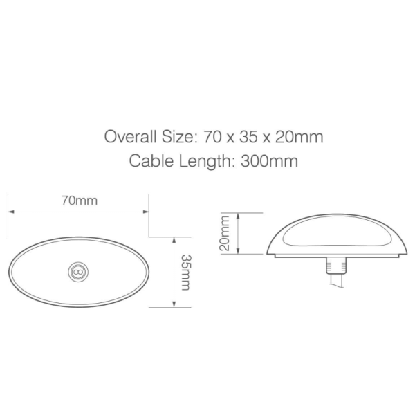 feu d'encombrement rood/wit à gauche et à droite (universel) câble 300mm 12/24V