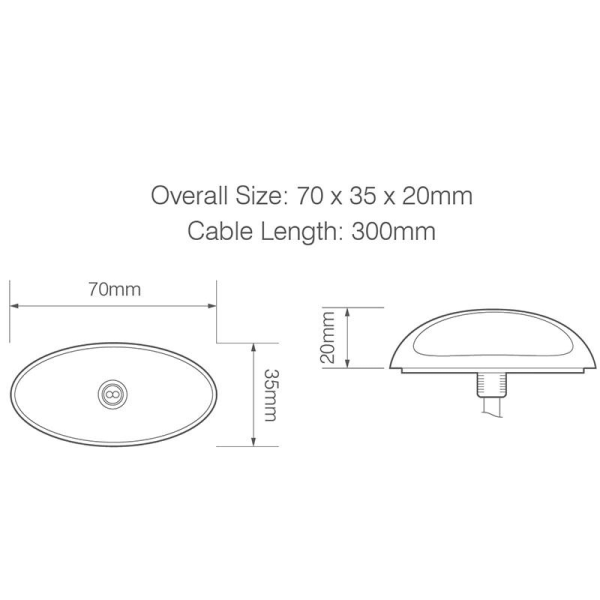 feu d'encombrement rood/wit à gauche et à droite (universel) câble 300mm 12/24V