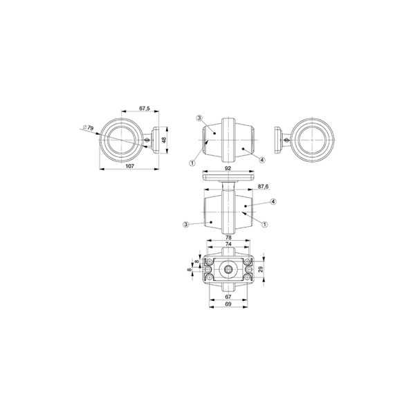 feu d'encombrement rood/wit à gauche et à droite (universel) cable 500mm 12/24V
