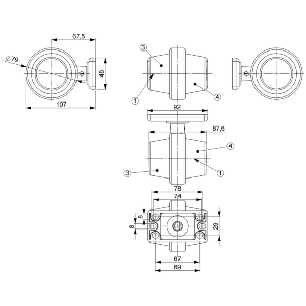 feu d'encombrement rood/wit à gauche et à droite (universel) cable 500mm 12/24V