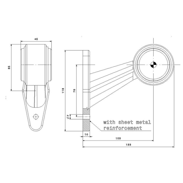 feu d'encombrement rood/wit droit câble 200 mm 12/24V