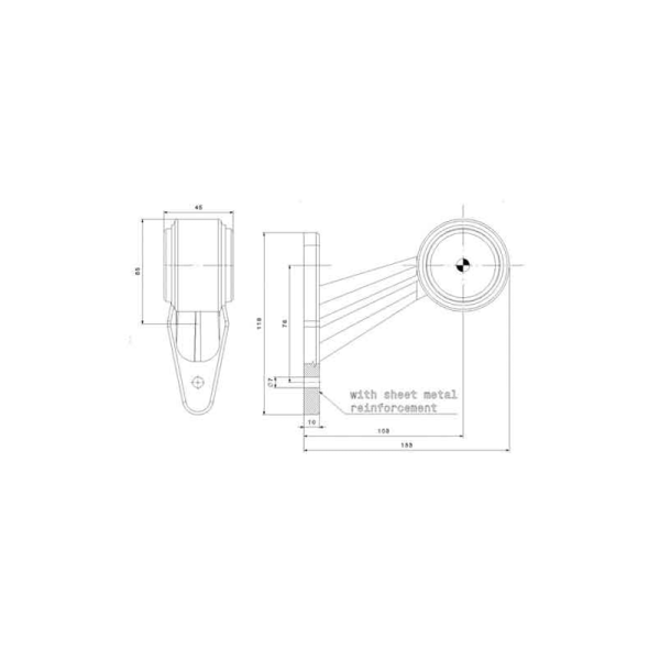 feu d'encombrement rood/wit droit P&R câble 200mm, 1,5mm² 12/24V