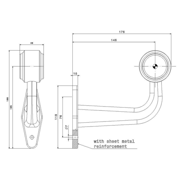 feu d'encombrement rood/wit droit P&R câble 200mm, 1,5mm² 12/24V