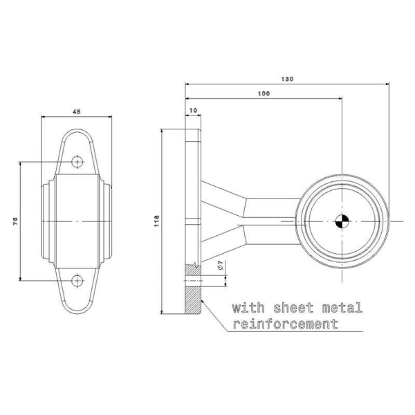 feu d'encombrement rood/wit universel câble 200 mm 12/24V