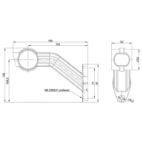 feu d'encombrement rouge/blanc/orange droit câble 200 mm IP68 12/24V