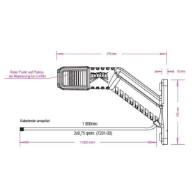 feu d'encombrement Superpoint 4 LED rouge / blanc / orange 1,0 m de câble DC