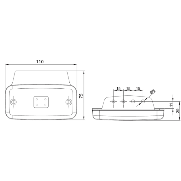feu de position latéral cable 500mm 12/24vV orange