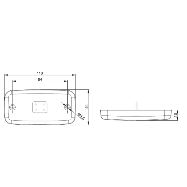 feu de position latéral cable 500mm 12/24vV orange