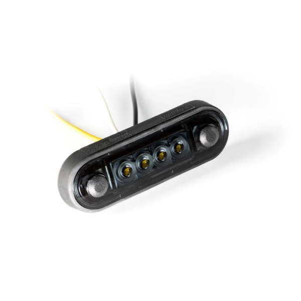 Feu de balisage LED foncé bicolore blanc/ambre 24V 15cm de cable