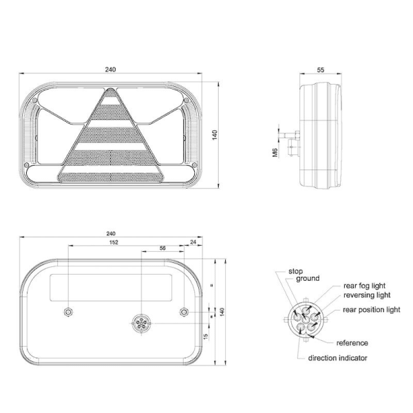 feu arrière LED baïonnette à 5 pôles baïonnette à 5 pôles droit droit 12/24 V Lavaflow