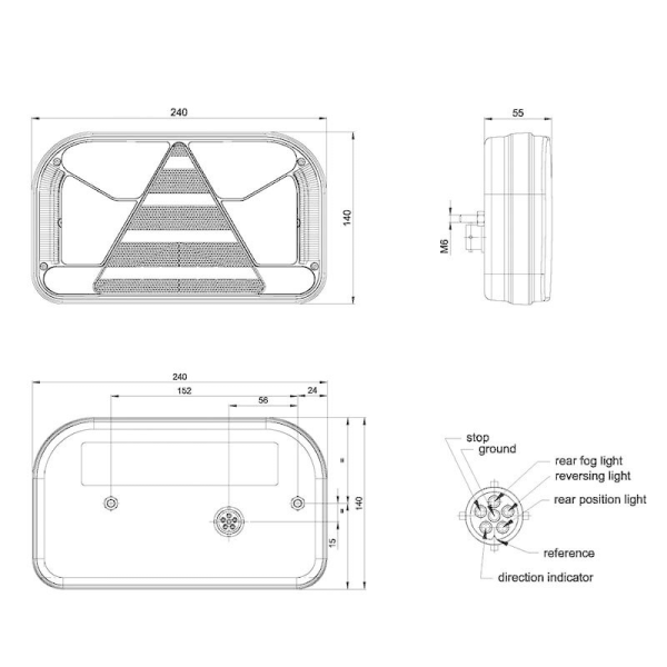 feu arrière LED baïonnette à 5 pôles droit droit 12/24 V Lavaflow