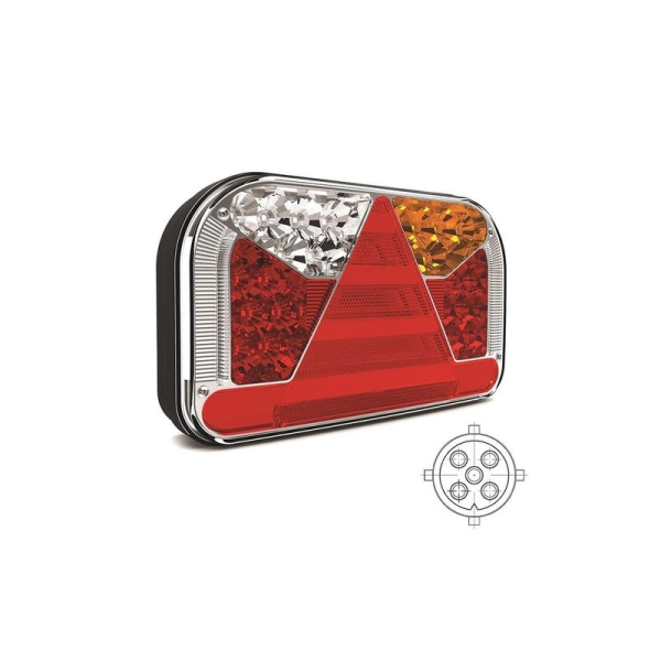 feu arrière LED baïonnette à 5 pôles gauche gauche 12/24 V Lavaflow IP68 sans éclairage de la plaque d'immatriculation