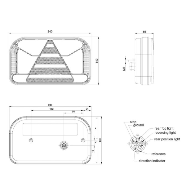 feu arrière LED baïonnette à 5 pôles gauche gauche 12/24V Lavaflow