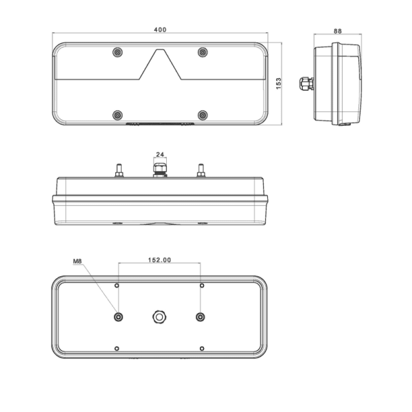 feu arrière LED câble droit 9/36V Lavaflow