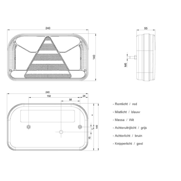 feu arrière LED câble droit droit 12/24V Lavaflow