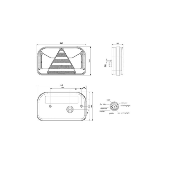 feu arrière LED connecteur AMP 7 PIN gauche gauche 12/24V Lavaflow