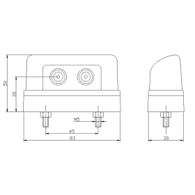 eclairage de plaque d'immatriculation rood/wit  cable 500mm 12/24V