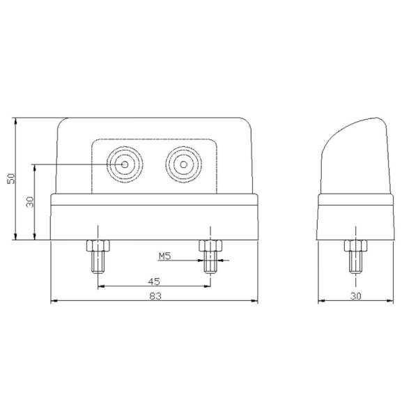 eclairage de plaque d'immatriculation rood/wit  cable 500mm 12/24V