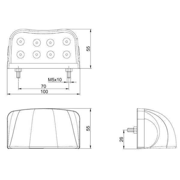 éclairage de plaque LED 12/24V Connecteur coulissant blanc