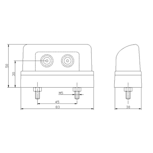 éclairage de plaque LED 12/24V DC câble 200mm, 0,75mm² blanc