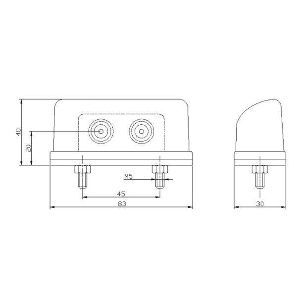 éclairage de plaque LED 12/24V P&R câble 200mm, 2x 1,5mm² blanc