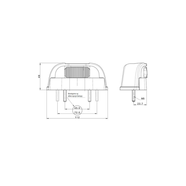 éclairage de plaque LED 12/24vV DC câble 500mm, 0,75mm²