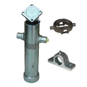 kit de vérins de levage galvanisés 2036Q 5 tonnes, course 1043 mm, 3 étages + vis sans fin galvanisée, bague cardan, œillets ...