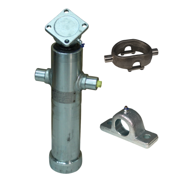 kit de vérins de levage galvanisés 2036Q 5 tonnes, course 1043 mm, 3 étages + vis sans fin galvanisée, bague cardan, œillets ...