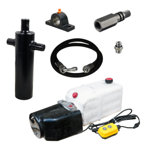 kit vérin de levage à 3 étages, course 686 mm, 4,1 tonnes + pompe électrique 6 L + tuyau 2000 mm + protection anti-rupture de...