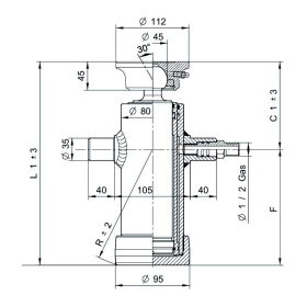 vérins téléscopiques 3,5ton course 595mm 2 expansions tête soudable