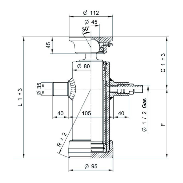 vérins téléscopiques 3,5ton course 785mm 2 expansions tête soudable