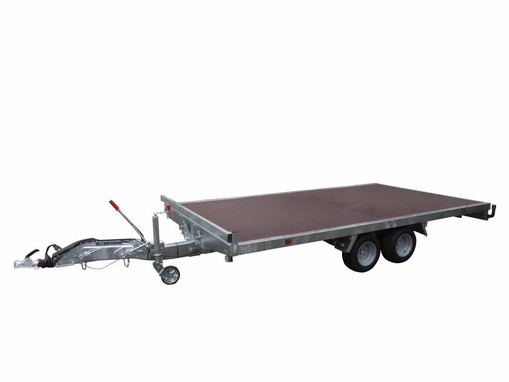 PLATEAU ROUES DESSOUS 406x215 freiné 2 essieux timon réglable optima  PTAC : 2500 kg