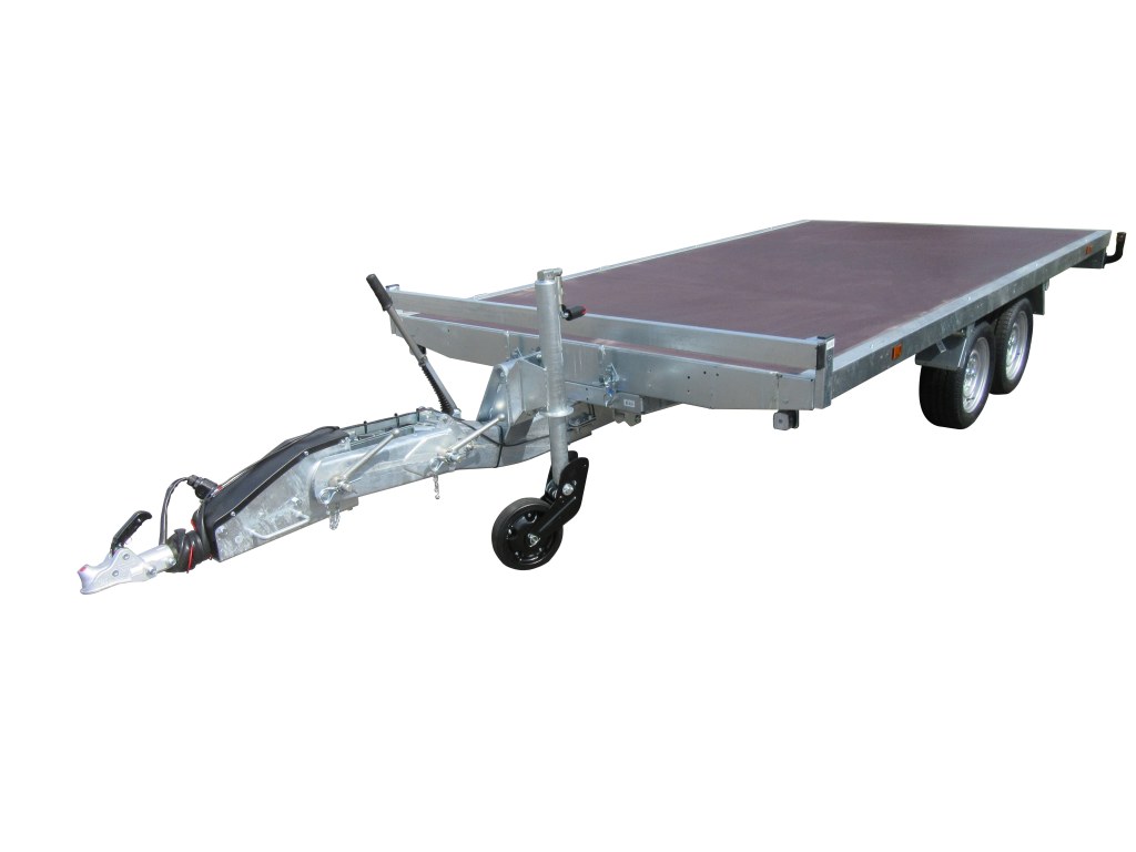 PLATEAU ROUES DESSOUS 406x215 freiné 2 essieux timon réglable optima  PTAC : 3500 kg
