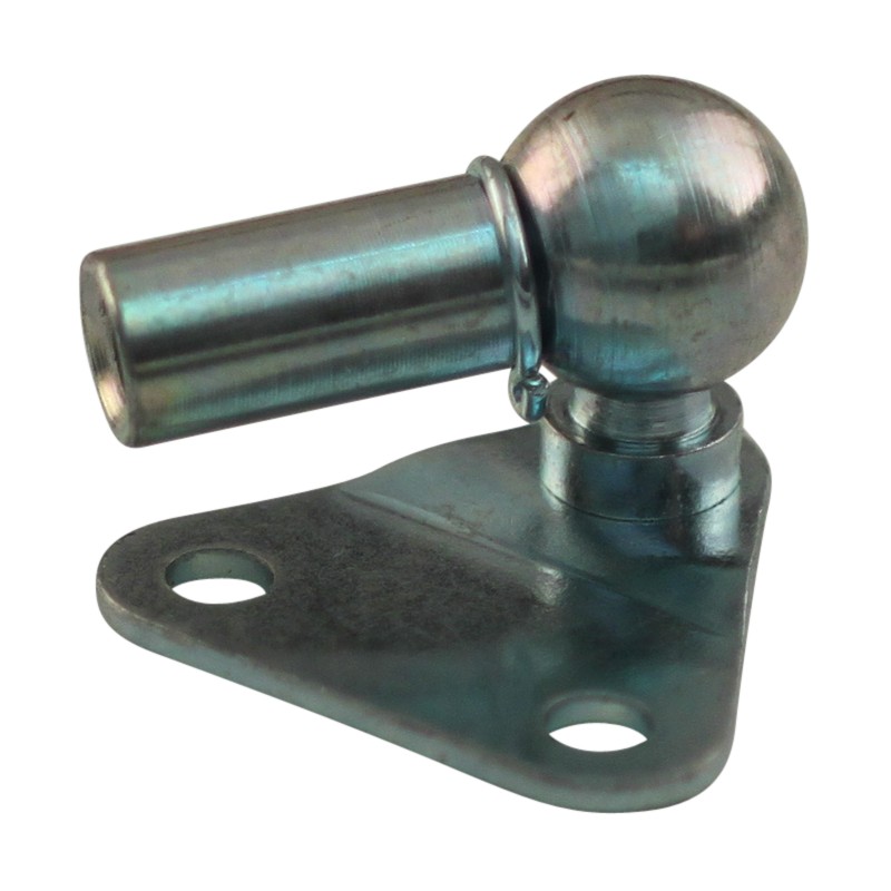 plaque de montage avec boule, boule et support BB01/K08+PF22 zingué Triangle 28x28x1.5mm, 2 trous Ø4.3mm sur 18mm. Boule 8mm, Pan PF22 (M5) non assemblé